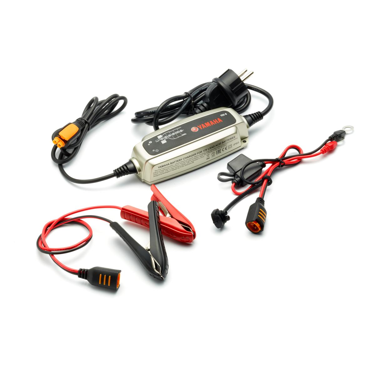 6-trins-oplader, som kan oplade batteriet på din motorcykel, scooter, ATV, SMB og/eller bådmotor fra Yamaha.