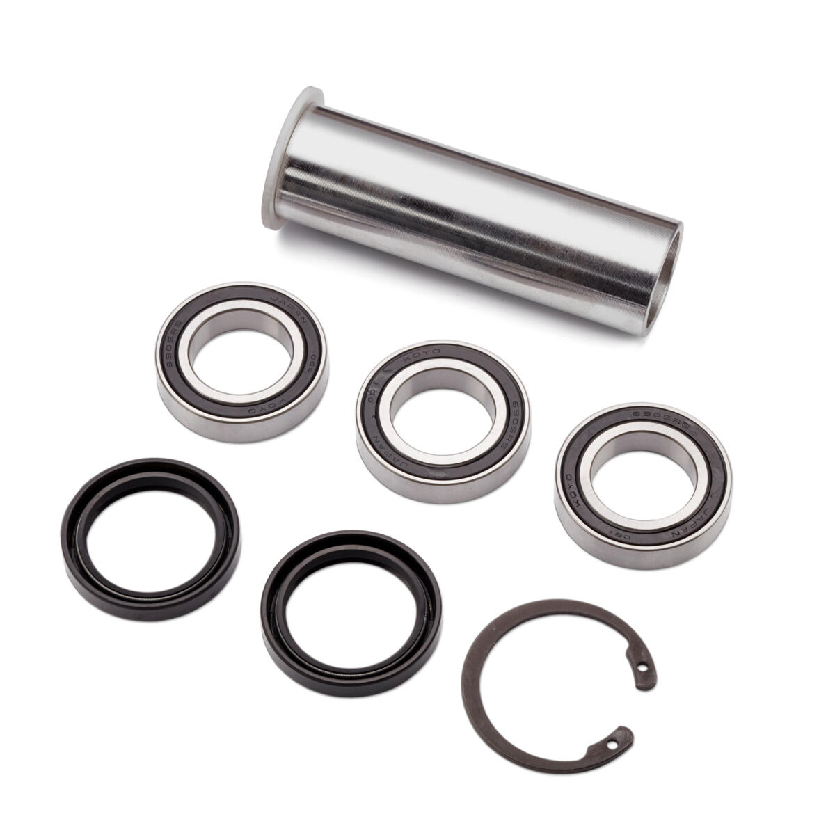 Complete replacement kit including seal closed KOYO bearings, seals, distance collar and circlip