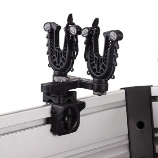 A true custom fit for your tools that attaches to the FusionFit™ Bed Rail Attachment Kit. Experience effortless installation, solid mounting, and easily adjustable knobs for quick, tool-free alterations while on the move. Includes forks (2), mounting blocks (2), rubber snubbers (2), and all necessary mounting hardware for easy installation.