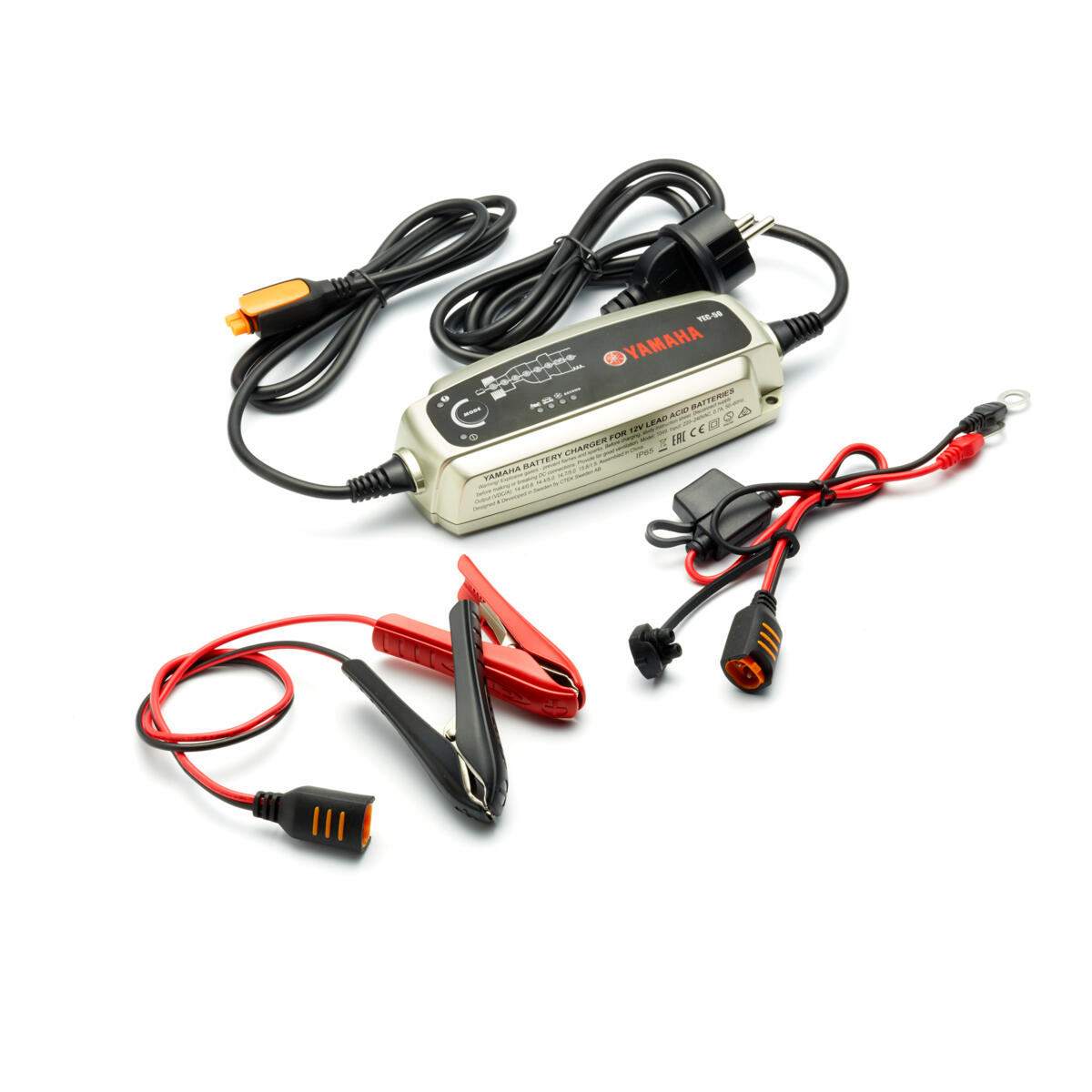 8-trins-oplader, som kan oplade batteriet på din motorcykel, scooter, ATV, SMB og/eller bådmotor fra Yamaha.